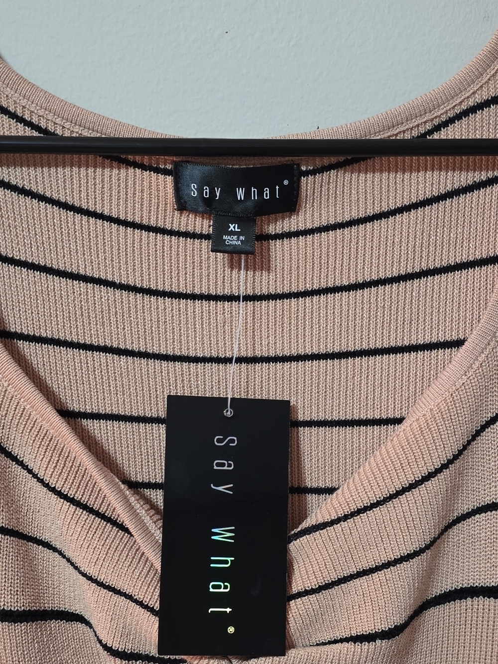 Say What? Blush & Black Striped Knot-Front Midi Dress - Picture 7 of 7